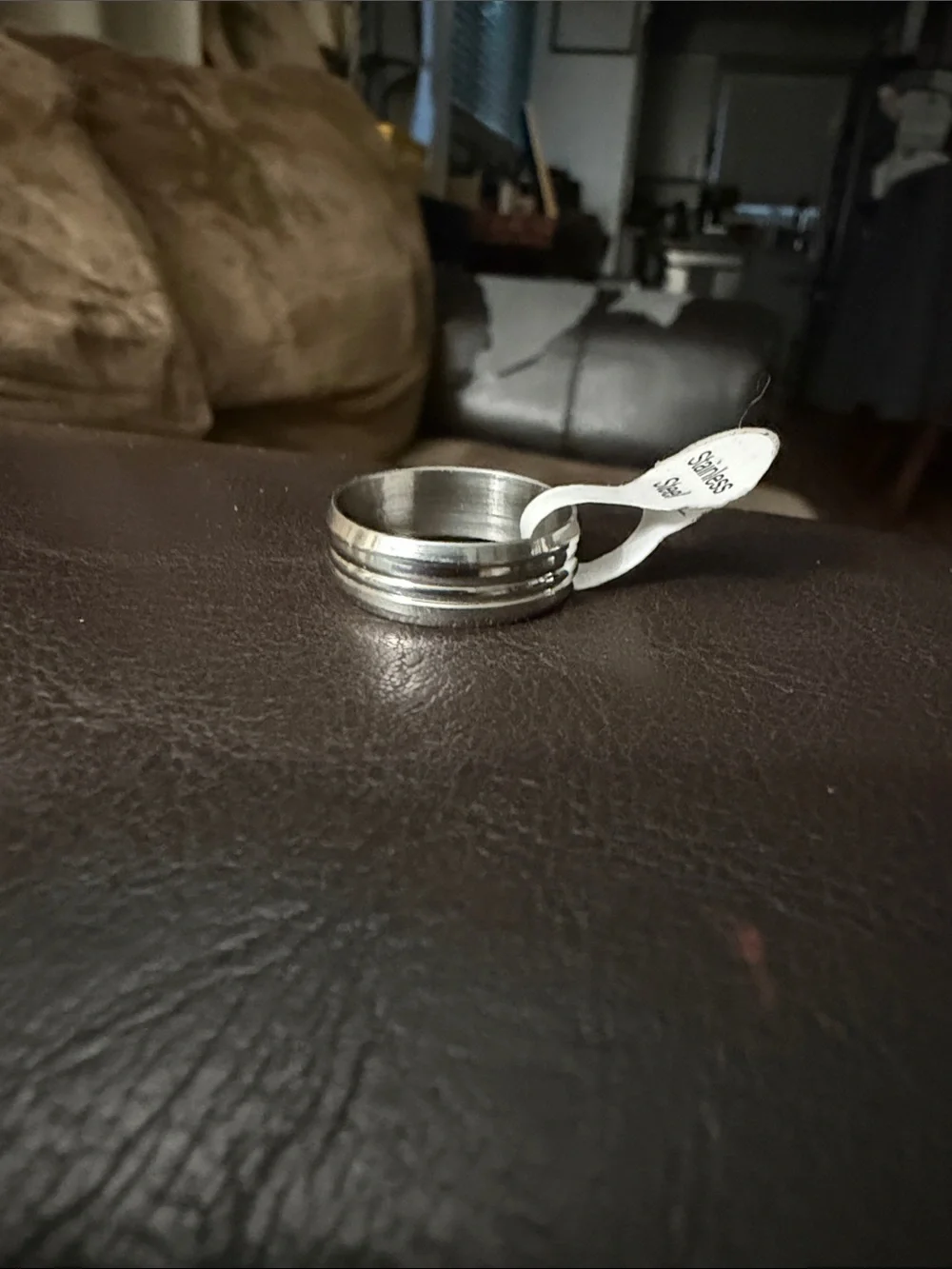 Sterling Silver Men's Spinner Ring - Silver Size 7